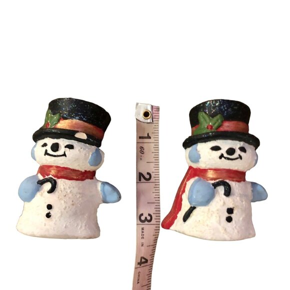 Two Snowman Candlestick Holders Some Wear - Picture 7 of 12